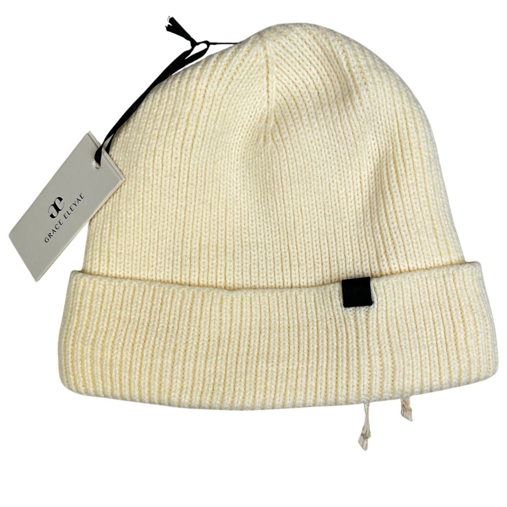 Grace Eleyae Unisex OS Satin Lined Adjustable Fisherman Beanie Cream Vanilla